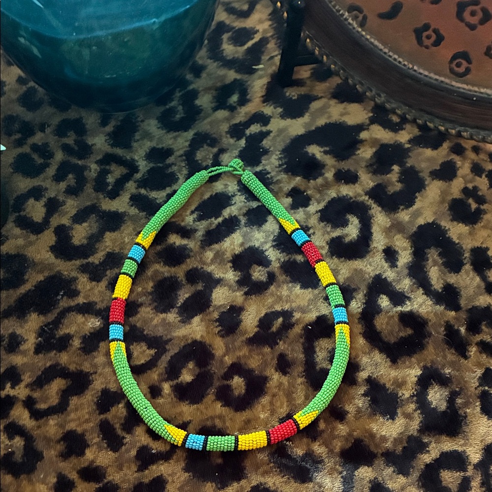 Vintage South African Colorful Beaded Unisex Necklace